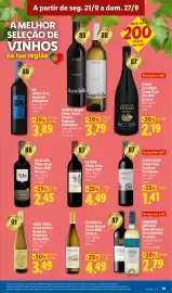 Folheto Lidl semana 39 Página 21: Almocreve vinho tinto regional alentejano €1,41, Esteva vinho tinto €4,49