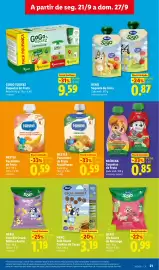 Folheto Lidl semana 39 Página 23: Blédina Saquetas de Fruta €0,85, Nestlé Pacotinho de Fruta Multifrutas €0,59