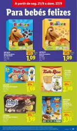 Folheto Lidl semana 39 Página 25: Artiach mini dinosaurus cereais €1,09, Artiach mini dinosaurus de chocolate €1,09