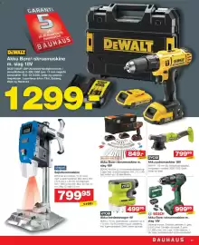 Bauhaus tilbudsavis uge 38 Side 21: Bosch Akku Bore-/skruemaskine m. slag 18V €999,95, Ryobi Akku bordstøvsuger 4V €499,95