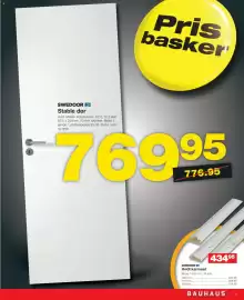 Bauhaus tilbudsavis uge 38 Side 7: Pris basker SWEDOOR JW Stable dør Hvid. Massiv konstruktion. 62,2, 72,5 eller 82,5 x 204