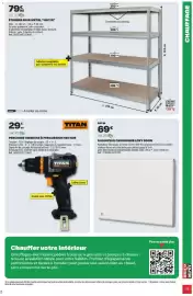 Catalogue Brico Dépôt page 35: HECTA ÉTAGÈRE BOIS MÉTAL €79,00, TITAN PERCEUSE VISSEUSE À PERCUSSION 18V NUE €29,90