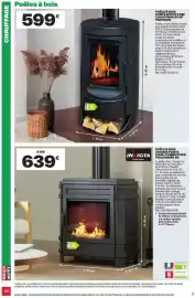 Catalogue Brico Dépôt page 44: ROYCE Poêle à bois €599,00, INVICTA Poêle à bois Vosges Fonte €639,00