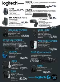 Volantino Unieuro Pagina 46: Mouse Wireless M705 €29,99, MX MASTER 3S SE Mouse Wireless €84,99