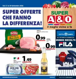 Volantino A&O Pagina 1: Mutti polpa di pomodoro €1,49, Beretta prosciutto cotto Buon Gusto €0,99