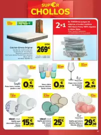 Folleto Carrefour Página 17: Emma Colchón Original €269,00, Vaso vidrio colores Vértice Quid o Aras €0,99