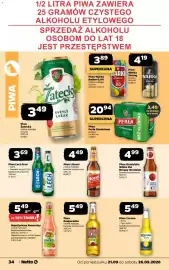 Netto gazetka tydzień 39 Strona 34: Piwo Perła Chmielowa €3,49, Napój piwny Somersby €5,49