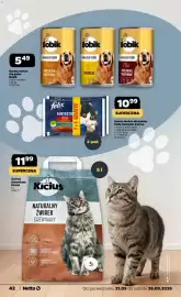 Netto gazetka tydzień 39 Strona 42: Karma mokra dla psów Bobik €5,49, Karma mokra dla kotów Felix Fantastic Purina €10,99