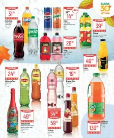 Globus leták Strana 11: Targa sycená limonáda €26,90, Pepsi různé druhy, Mirinda, Mountain Dew €14,90