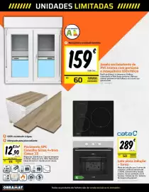 Folheto Obramat Página 2: Pavimento SPC Carvalho Sirius €12,90, Lote placa indução + forno cataC €289,00