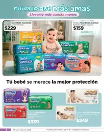Folleto Chedraui Página 2: cuida lo que más amas Llevarte más cuesta menos Pañales KleenBebé Suavelastic Ejemplo: jumbo 40