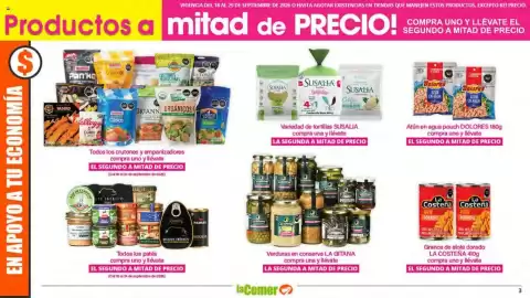 Folleto La Comer Página 3: VIGENCIA DEL 18 AL 29 DE SEPTIEMBRE DE 2026 O HASTA AGOTAR EXISTENCIAS EN TIENDAS QUE MANEJEN