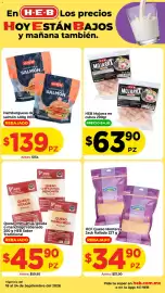 Folleto HEB semana 38 Página 5: Heb - hamburguesa de salmón €139,00, Heb - queso chihuahua, gouda o manchego rebanado €45,00