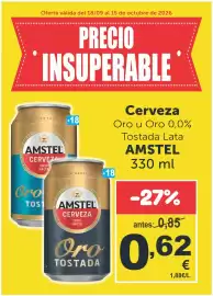 Folleto Masymas Página 3: Amstel - cerveza oro u oro 0,0% tostada lata €0,62