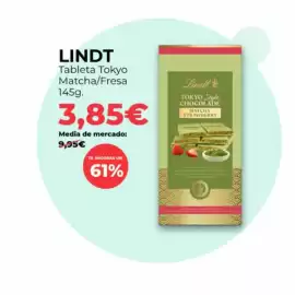 Catálogo PrimaPrix semana 38 Página 1: LINDT Tableta Tokyo Matcha/Fresa 145g. 3,85€ Media de mercado: 9,95€ TE AHORRAS UN
