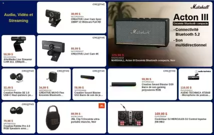 Canada Computers flyer Page 11: Marshall Acton III Enceinte Bluetooth compacte €329,99, Creative Pebble SE 2.0 €32,49
