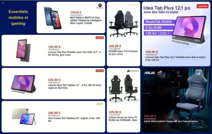 Canada Computers flyer Page 8: Lenovo Idea Tab Plus 12,1 po €309,99, Corsair chaise de jeu en tissu T3 RUSH - Noir €329,99