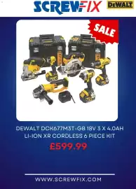 Screwfix catalogue Page 5: DeWalt dck677m3t-gb 18v 3 x 4.0ah li-ion xr cordless 6 piece kit €599,99