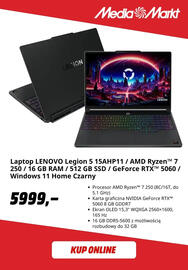 Media Markt gazetka tydzień 38 Strona 10: Laptop LENOVO Legion 5 15AHP11 €5.999,00