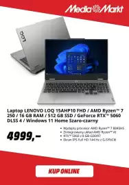 Media Markt gazetka tydzień 38 Strona 8: Laptop LENOVO LOQ 15AHP10 FHD €4.999,00