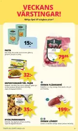 Tempo reklamblad vecka 39 Sida 3: Eldorado kycklingnuggets €35,00, Pasta €15,00