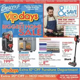Boscov's weekly ad Page 1: Ashley Cooper Microfiber Sheet Set €8,99, Kitchen Elite 26-qt. French Door Oven €79,99
