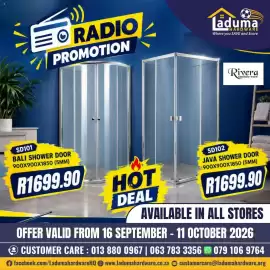 Laduma Hardware catalogue catalogue Page 2: Rivera Bali Shower Door €1.699,90