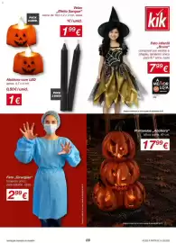 Folheto ALDI Página 9: Fato infantil bruxa kik €7,99, Abóbora com LED €1,00