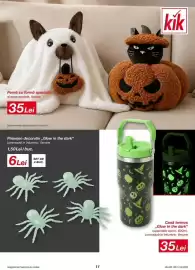 Catalog Lidl Pagină 11: Kik pernă cu formă specială €35,00, Cană termos Glow in the dark €35,00