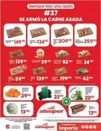 Folleto Alsuper Página 1: Pechuga de pollo con hueso €82,90, Bachoco pollo entero €39,90