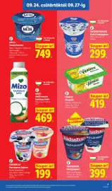 Lidl akciós újság hét 39 Oldal 7: Hazánk Kincsei Zselici krémjoghurt €299,00, MILLI Szendvicskrém €749,00