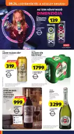 ALDI akciós újság hét 39 Oldal 18: Kozel Lager Világos Sör €319,00, Soproni világos sör multipack €1.799,00