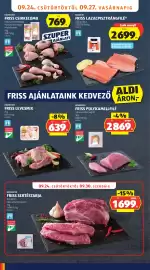 ALDI akciós újság hét 39 Oldal 8: Friss pulykamellfilé €2.869,00, PANARINI Friss lazacpisztrángfilé €2.699,00