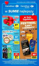 Carrefour gazetka tydzień 39 Strona 1: Polska papryka czerwona €5,99, Napój gazowany PEPSI, MIRINDA, 7UP €5,73