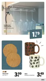 Wibra folder Pagina 2: Keukenrek voor glazen €1,79, Placemat set van 2 €3,99