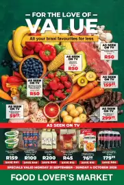 Food Lover's Market catalogue Page 1: Beef biltong or droewors €299,99, Blueberry punnet or strawberry punnet €50,00