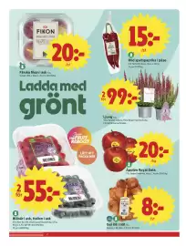 ICA Nära reklamblad vecka 39 Sida 2: Äpplen Royal Gala €20,00, Ica blåbär i ask, hallon i ask €55,00