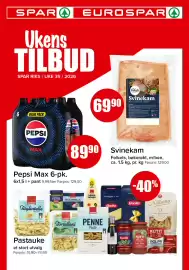 Spar uke 39 Side 1: Folkets svinekam €69,90, Pepsi Max 6-pk. €89,90