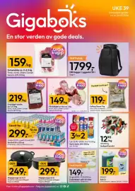 Gigaboks kundeavis uke 39 Side 1: Giga kupp fårkålkjøtt av lam €149,00, Smart Choice Kylling Gyoza €119,00