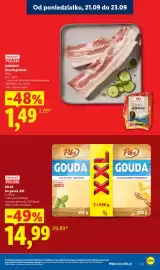 Lidl gazetka Strona 15: Boczek góralski Kabanos €1,49, Ser gouda w plastrach XXL 2-pak Pilos €14,99