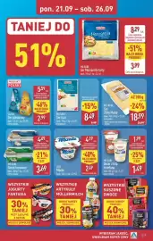 ALDI gazetka tydzień 39 Strona 17: MILSANI Deser z bitą śmietaną €1,49, MILSANI Ser kozi €8,49