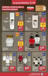 ALDI gazetka tydzień 39 Strona 29: LUKS Znicz Serce mini €3,99, Calix Wkład olejowy 72 h €2,99