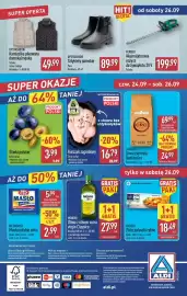 ALDI gazetka tydzień 39 Strona 48: Kawa ziarnista Qualita Oro €24,99, Frosta Złote paluszki rybne €18,49
