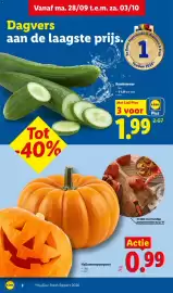 Lidl folder week 40 Pagina 2: Halloweenpompoen €0,99, Komkommer €1,99