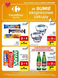 Carrefour Express gazetka tydzień 39 Strona 2: Napój gazowany €0,01, Deser Monte klasyczny, biały €7,00