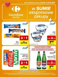 Carrefour Express gazetka tydzień 39 Strona 2: Napój gazowany €0,01, Deser Monte klasyczny, biały €7,00