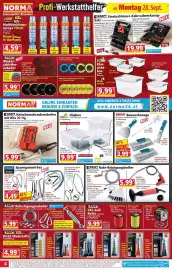 Norma Prospekt woche 40 Seite 4: Kraft Werkzeuge Ratschenschraubendreher €5,99, Klar-sicht-box €9,99