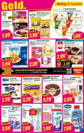 Norma Prospekt woche 40 Seite 7: Bella casa 3-Docht-Kerze/XXL Bonbonglas €5,99, Sensodyne Pro-Schmelz Zahnpasta €7,99