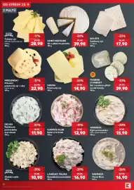 Kaufland leták týden 39 Strana 18: Gouda Polotvrdý sýr €14,90, Gurmán klub salát à la krab €12,90