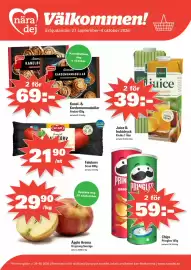 Nära dej reklamblad Sida 1: Juice & fruktdryck €39,00, Chips €59,00